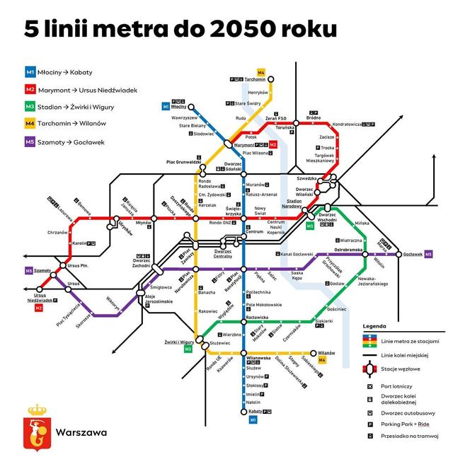 5 linii metra do 2050 roku