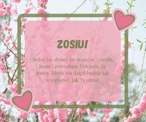 Kartka z życzeniami na imieniny Zosi