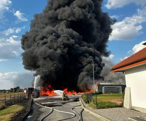 Pożar bazy transportowej w miejscowości Ławki w gminie Łuków