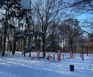 Śnieżna zima w Parku Praskim