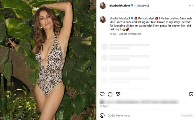 "Emerytka" Liz Hurley wygina się w bikini. Pozuje w luksusowej willi ojca kontrowersyjnej gwiazdy