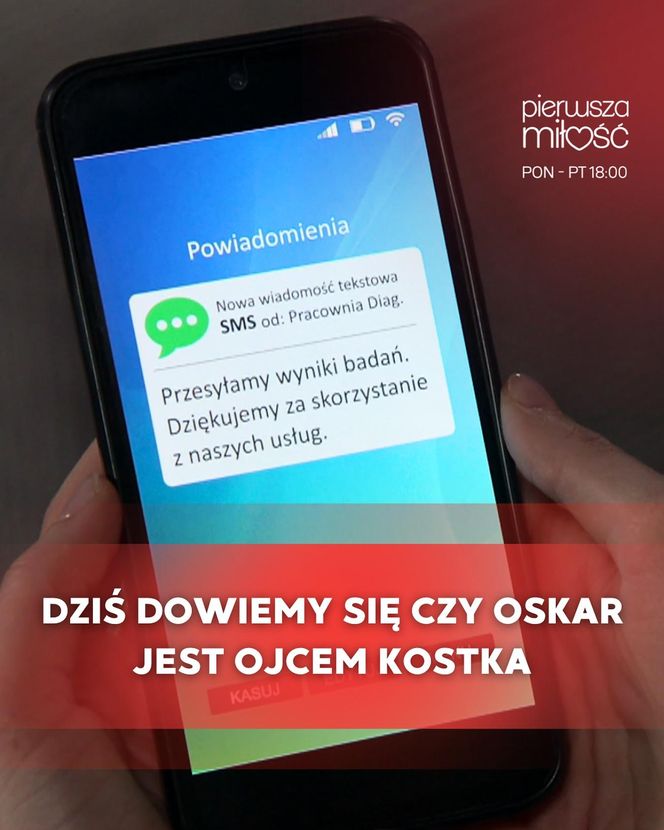 	Pierwsza miłość odc. 4027. Wyniki badań DNA czy Oskar to ojciec Kostka