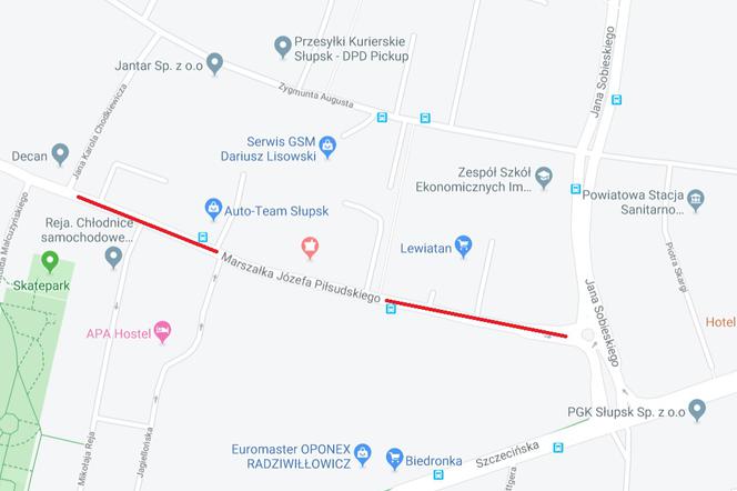 Ul. Piłsudskiego w Słupsku w przebudowie, występują utrudnienia w ruchu.
