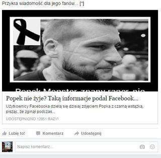 Popek nie żyje - wirus na Facebooku