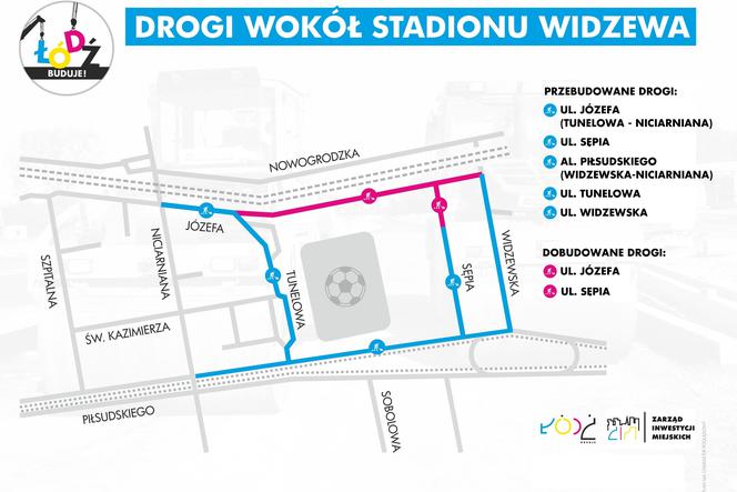 Drogi wokół stadionu Widzewa