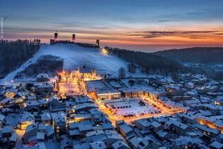 Świętokrzyskie z drona. Zobacz znane miejsca w zimowej szacie