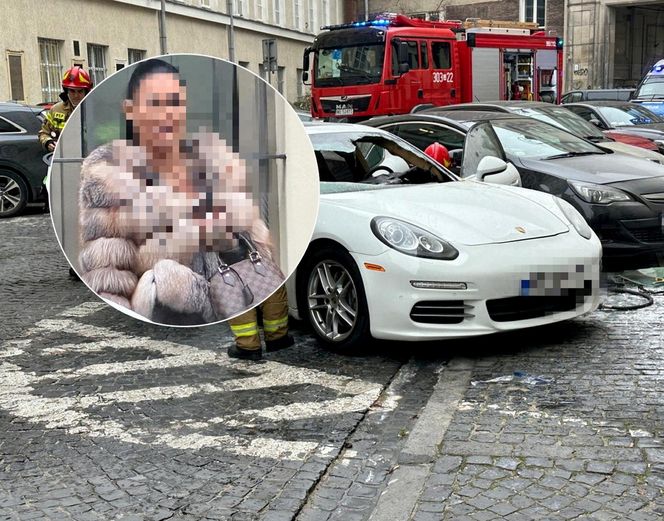 Porsche Panamera w ogniu! Pożar luksusowego auta w centrum Warszawy