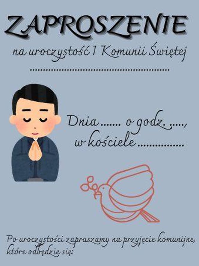 Zaproszenie na komunię 