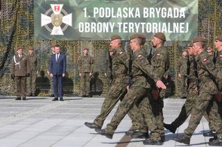 Kolno. Przysięga nowych żołnierzy 1. Podlaskiej Brygady Obrony Terytorialnej