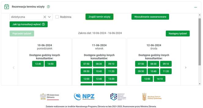 Centrum Dietetyczne Online. Dostępne terminy konsultacji