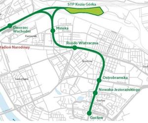 3. linia metra w Warszawie – mapa odcinka praskiego 