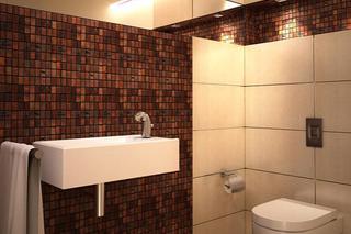 Wykończenie ścian i podłogi łazienki - mozaika drewniana