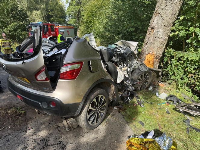 Samochód z czteroosobową rodziną uderzył w drzewo. Tragiczny wypadek na trasie Górowo Iławeckie – Kamińsk