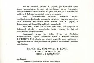 Papież – Polak staje się patronem Bełchatowa