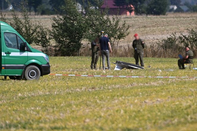 Miejsce upadku rosyjskiego drona w Wohyniu