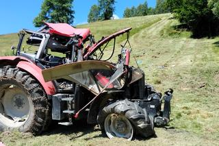 Wypadek ciągnika w Wierchomli 