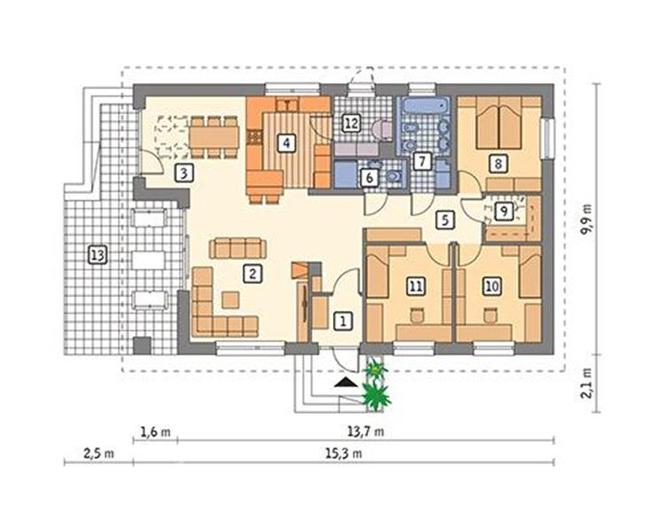 Projekt domu Polecany z katalogu Muratora - plan wariantu M256+AR1
