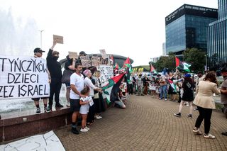 Protesty przed Polska - Izrael na Eurobasket 2025