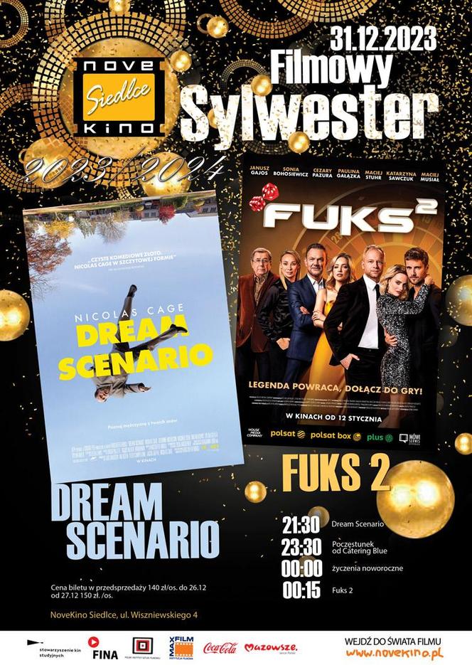 Novekino Siedlce zaprasza 31 grudnia na „Filmowy Sylwester”!