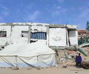 Zbombardowane budynki Gazy