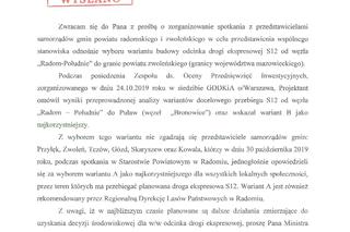 Budowa trasy S12. Samorządowcy z powiatu radomskiego i zwoleńskiego za wariantem A