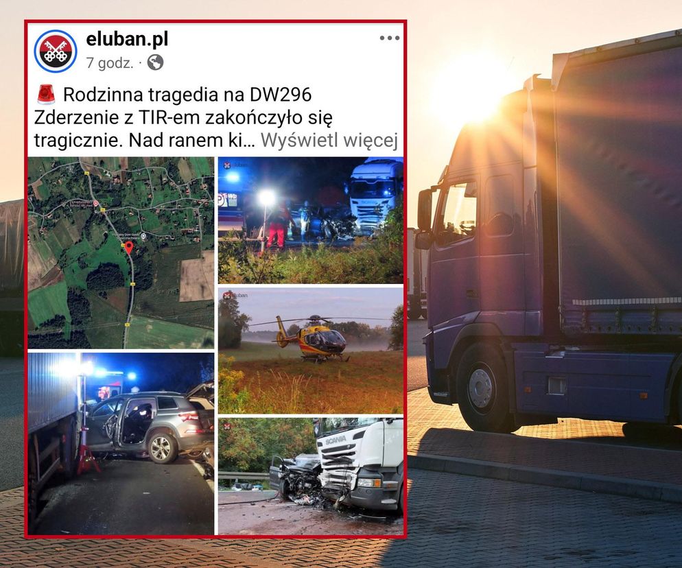 Śmiertelny wypadek pod Lubaniem. Podróżująca skodą rodzina wjechała po tira