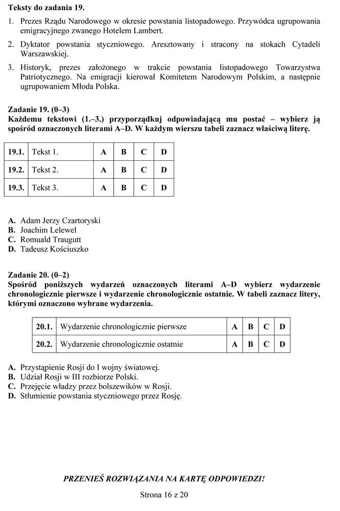 EGZAMIN GIMNAZJALNY 2013 HISTORIA, WOS - ARKUSZE, ODPOWIEDZI