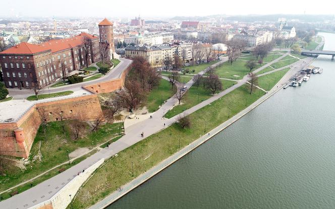 Kraków z lotu ptaka w czasie kwarantanny