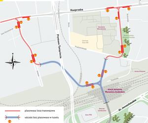 Tramwaj Kasprzaka – Dworzec Zachodni – mapa