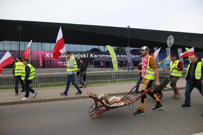 Rolnicy protestowali w Katowicach na Europejskim Kongresem Gospodarczym