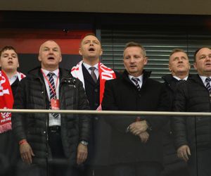 Karol Nawrocki na meczu Polska - Holandia