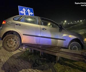 Ruda Śląska. Pijany kierowca zatrzymał się na barierkach energochłonnych 