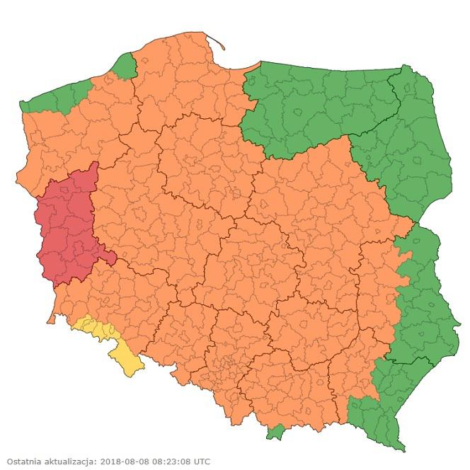 Prognoza pogody 8.08.2018 - nowe ostrzeżenia IMGW! Gdzie najgoręcej? [WOJEWÓDZTWA]