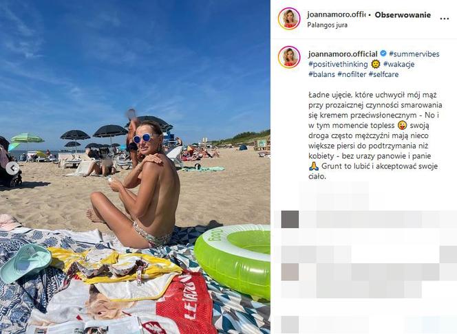 Joanna Moro topless na publicznej plaży