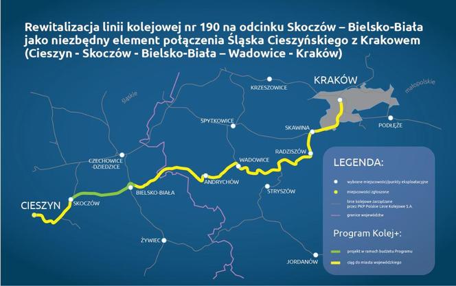 Tak ma wyglądća zrewitalizowana liniia kolejowa 190 na odcinku Skoczów - Bielsko-Biała