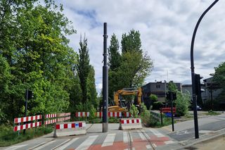 Torowisko tramwajowe na Babiej Wsi w Bydgoszczy zarośnięte chwastami. Tramwaje zniknęły stąd lata temu