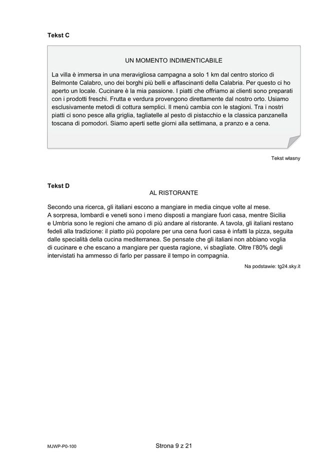 Matura 2025 włoski: ODPOWIEDZI do wszystkich zadań, gotowe rozwiązania matury z włoskiego - Formuła 2023 [7.05.2025]	