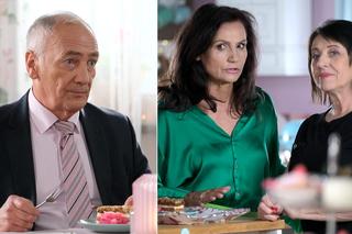 M jak miłość odc. 1744. Jerzy Argasiński (Karol Strasburger), Iwona Kryńska (Hanna Śleszyńska), Aleksandra (Małgorzata Pieczyńska)