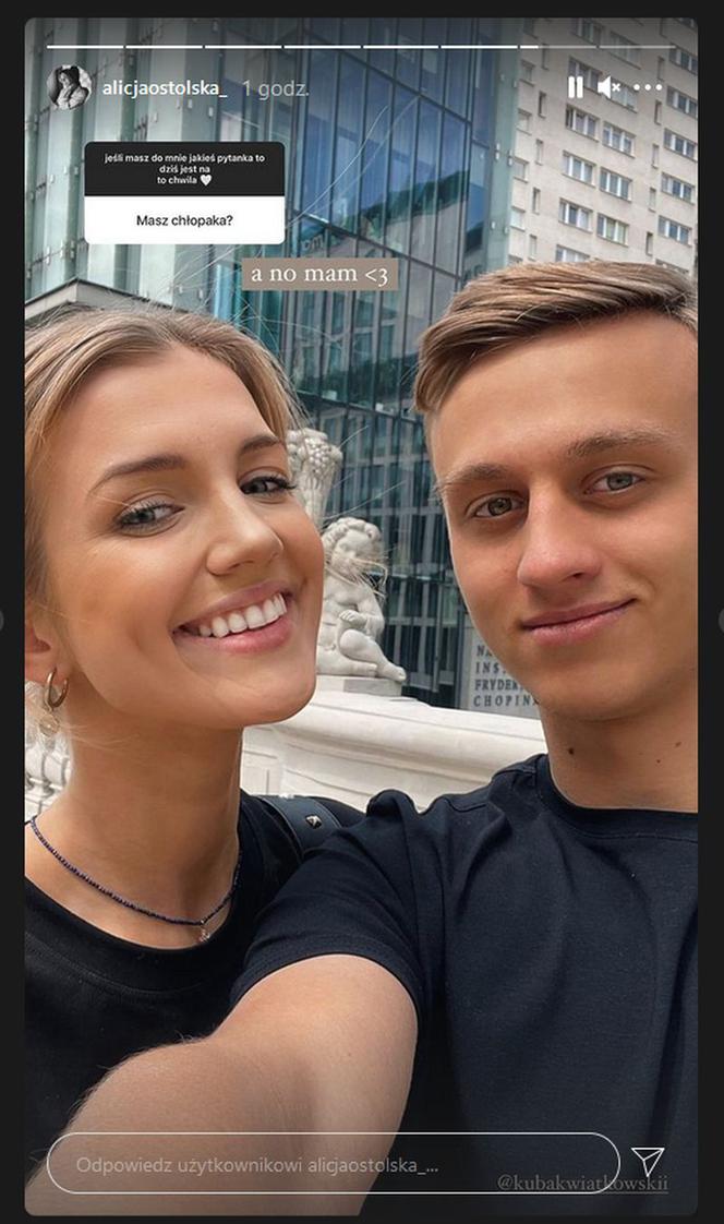 Alicja Ostolska i jej chłopak Kuba Kwiatkowski na Instagramie