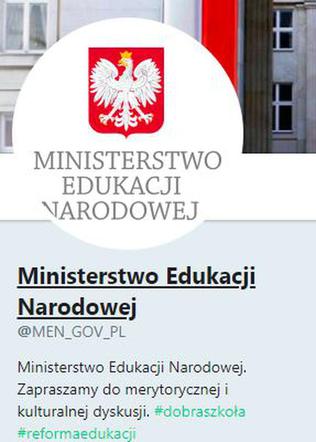 Profil Ministerstwa Edukacji Narodowej na Twitterze