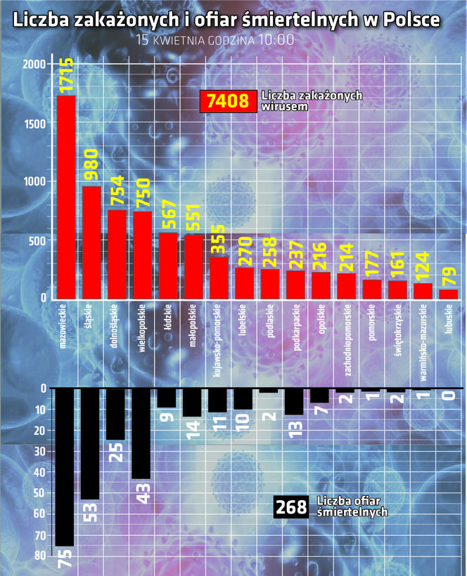 Koronawirus - 15.04.2020 - zobacz najnowsze wykresy