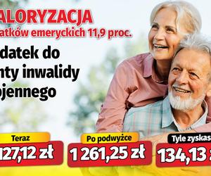  Waloryzacja dodatków emeryckich 11,9 proc.