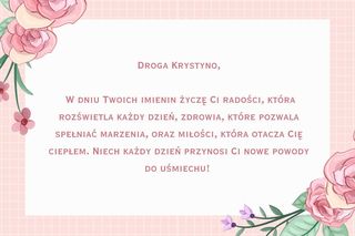 Kartka z życzeniami na imieniny Krystyny