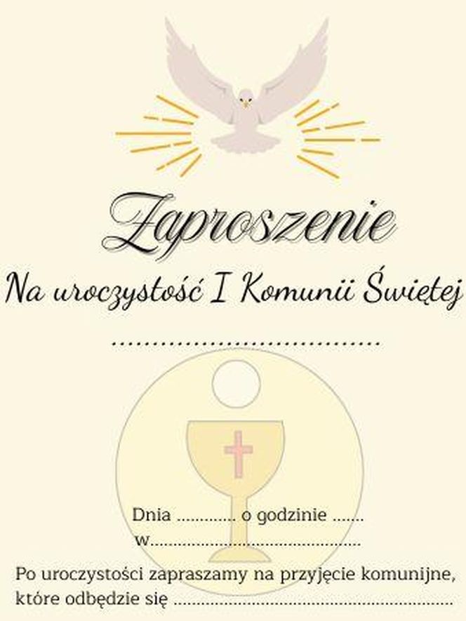 Zaproszenie na komunię 