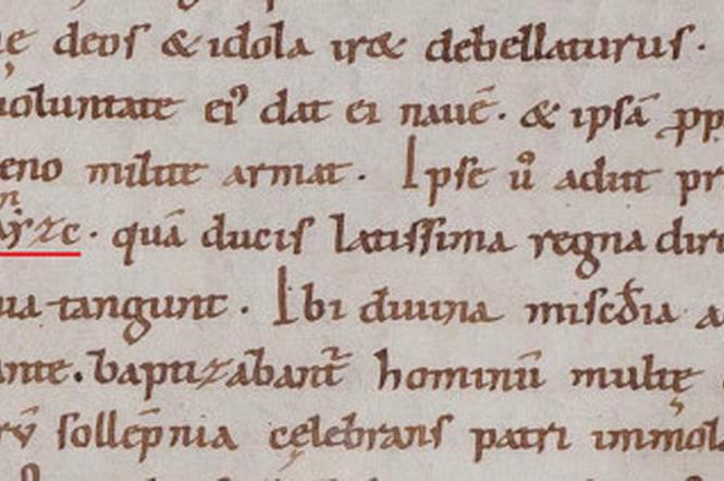 Fragment kroniki Jana Kanapariusza w której po raz pierwszy pojawia się nazwa Gyddanyzc.