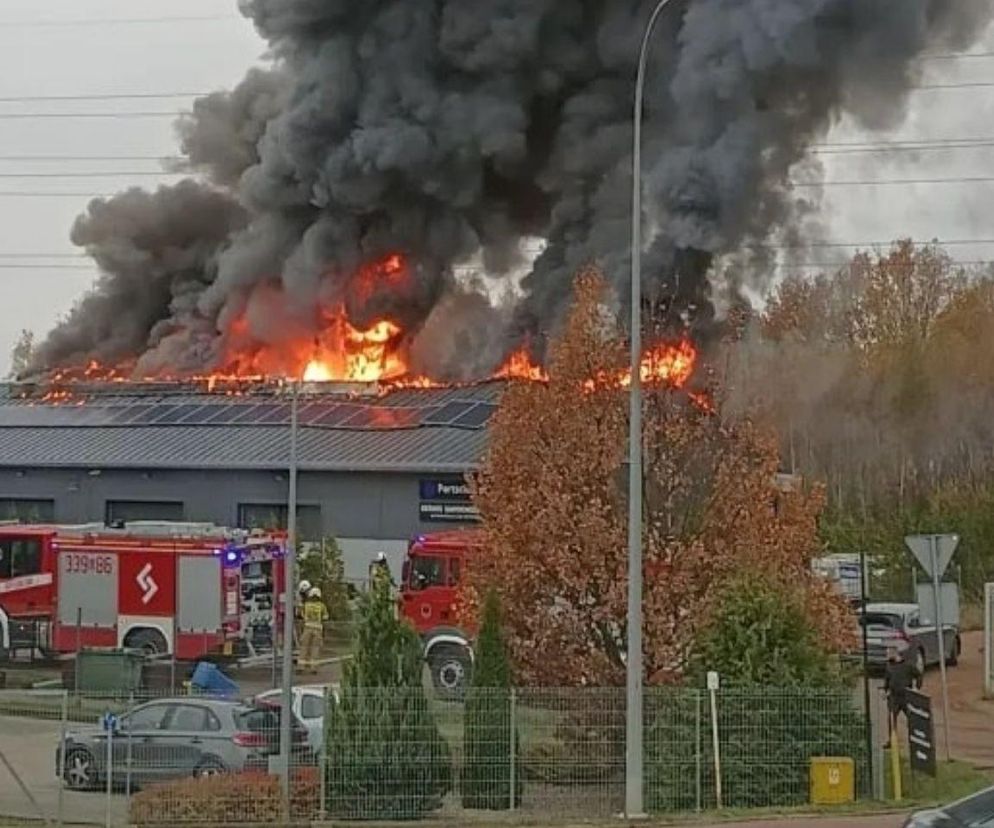 Poważny pożar pod Gdańskiem! W Bąkowie płonie hala warsztatu samochodowego