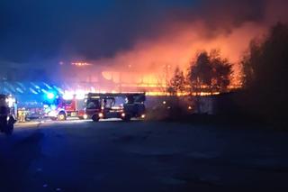 Pożar hali. Trwa akcja gaśnicza, 10 wozów na miejscu