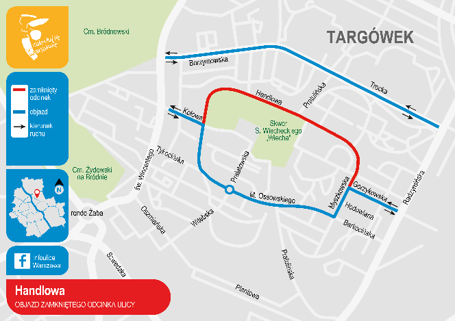 Mapa z utrudnieniami na Targówku