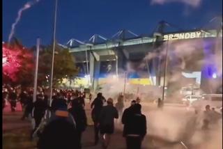 Dantejskie sceny po meczu Brondby - Pogoń! Kibole starli się pod stadionem, interweniowała policja