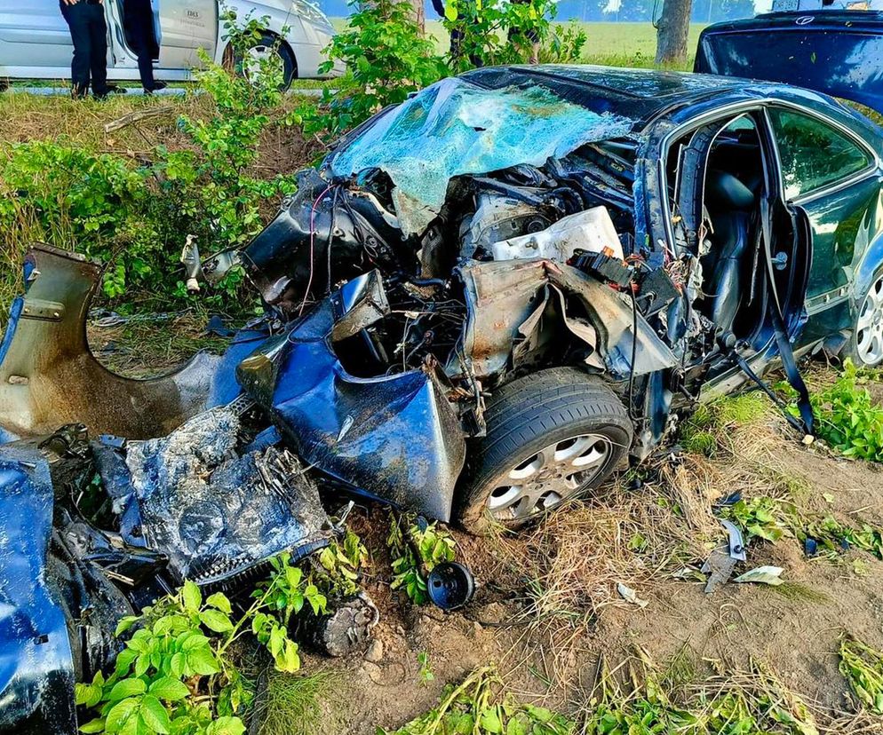 Śmiertelny wypadek pod Malborkiem. Dwóch nastolatków uderzyło w drzewo [ZDJĘCIA].